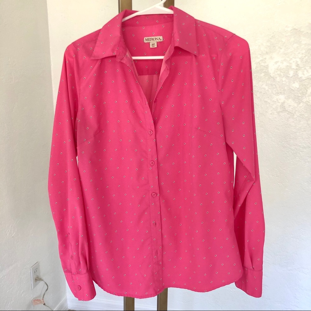 Hot pink button down